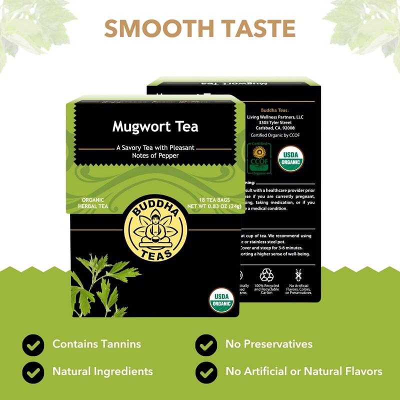 - Organic Mugwort Tea - Tea - Single Ingredient - Earthy, Mild Bitter Taste &... gallery