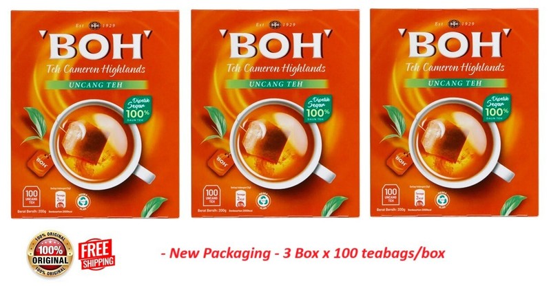 3 Boxes BOH Plantation Cameron Highlands Tea Malaysia Famous 100 Teabags/Box