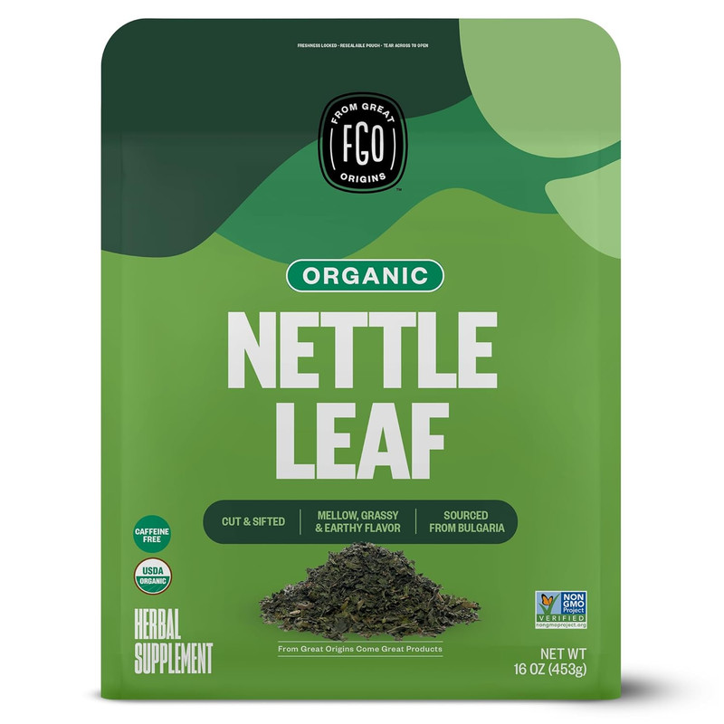 Organic Nettle Leaf Loose Tea, Cut and Sifted, Caffeine Free, 16Oz Bulk Resealab