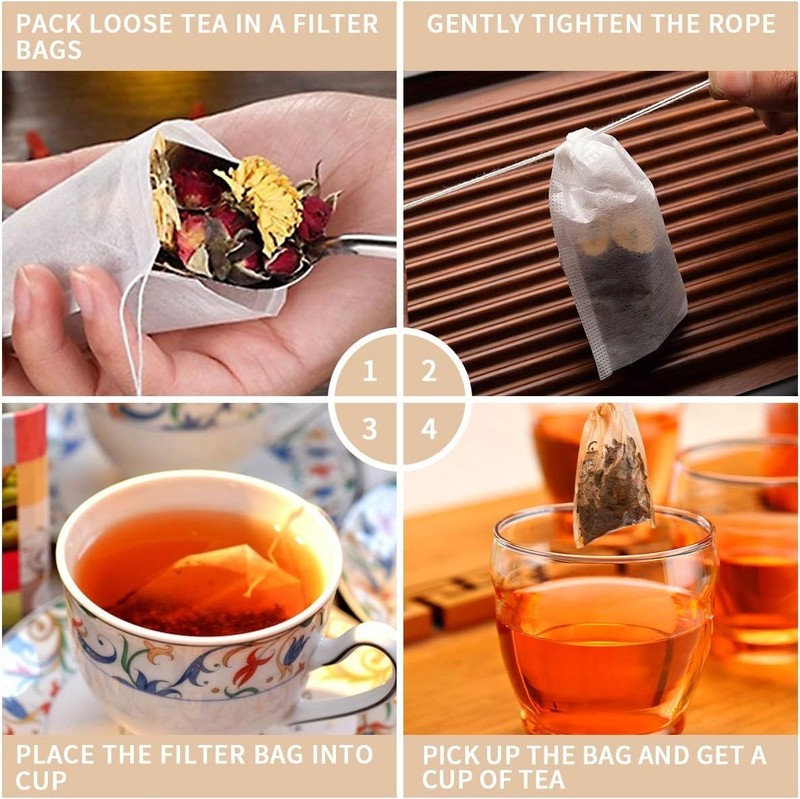 400Pk Disposable Drawstring Tea Filter Bag Safe & Natural Unbleached Paper 7x9cm gallery