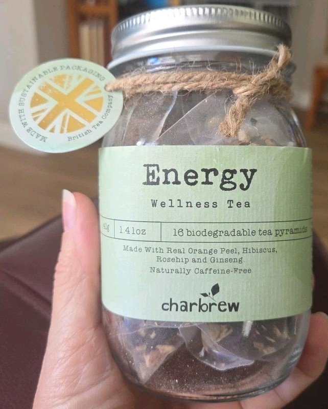Charbrew ENERGY WELLNESS 16 Bio Tea Pyramid Bags Herbal Tea Caffeine Free