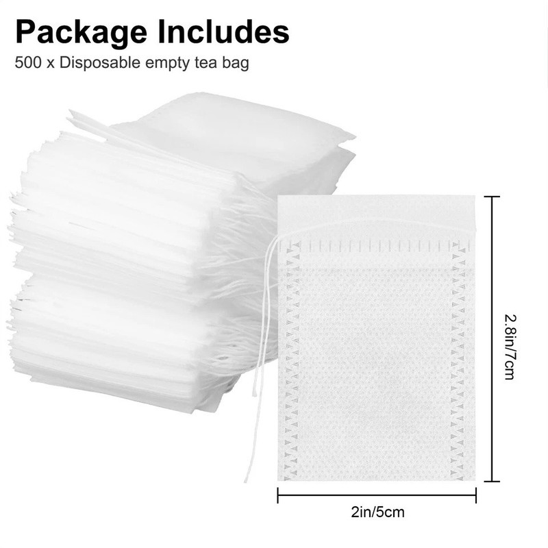 500pcs Disposable Empty Tea Bag Drawstring Seal Teabags Loose Leaf Tea Filters gallery