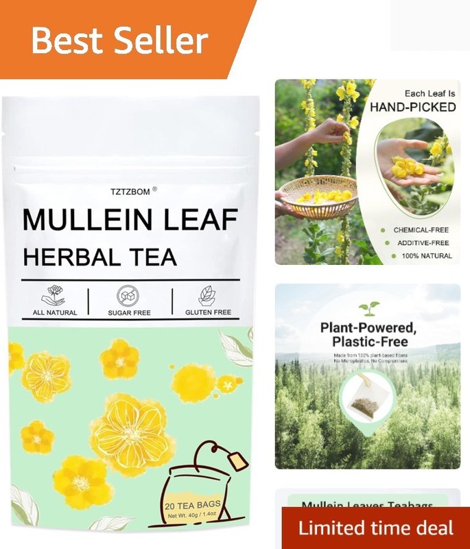 Organic Mullein Leaf Tea – Lung Detox & Immunity Support – 20 Biodegradable Bags