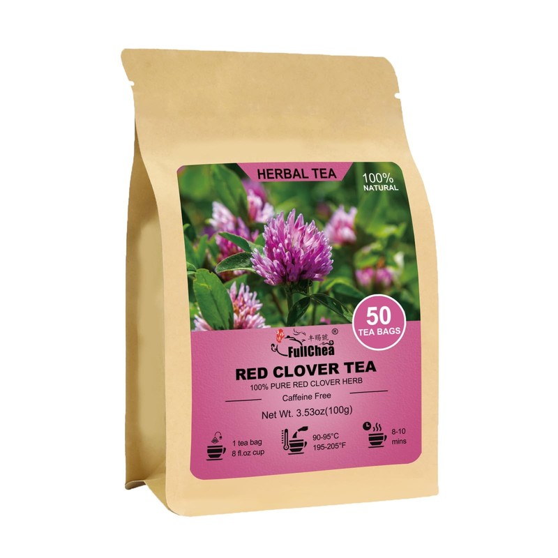 Red Clover Tea Bags – 50 Count – Pure Herbal, Non-GMO, Caffeine-Free