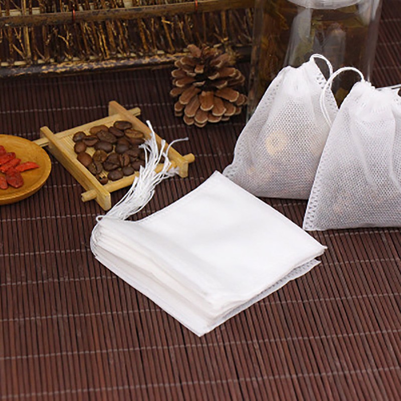 Assorted Sizes Non-woven Empty Tea Bags Loose Herbs Teabag with Drawstring gallery