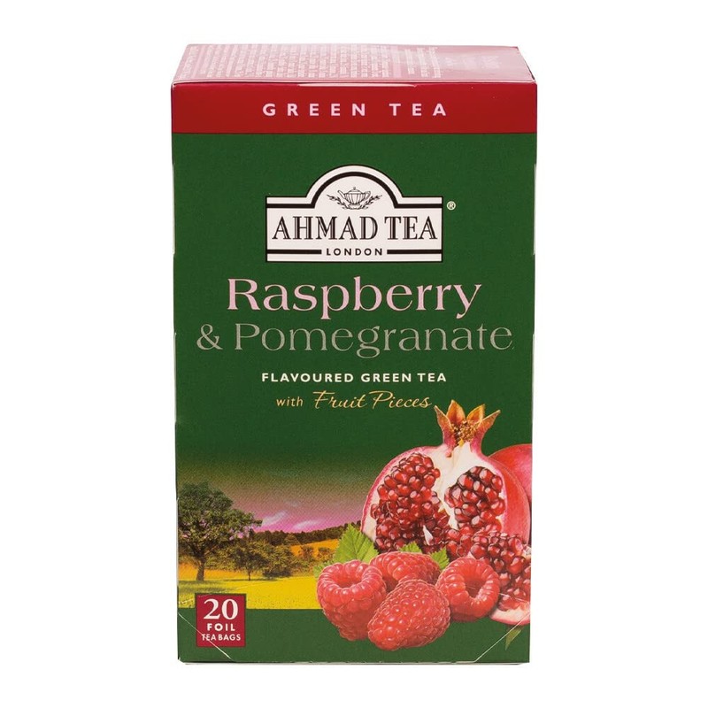 Ahmad Raspberry Pomegranate Green Tea 20 Count Sugar Free Antioxidant Blend