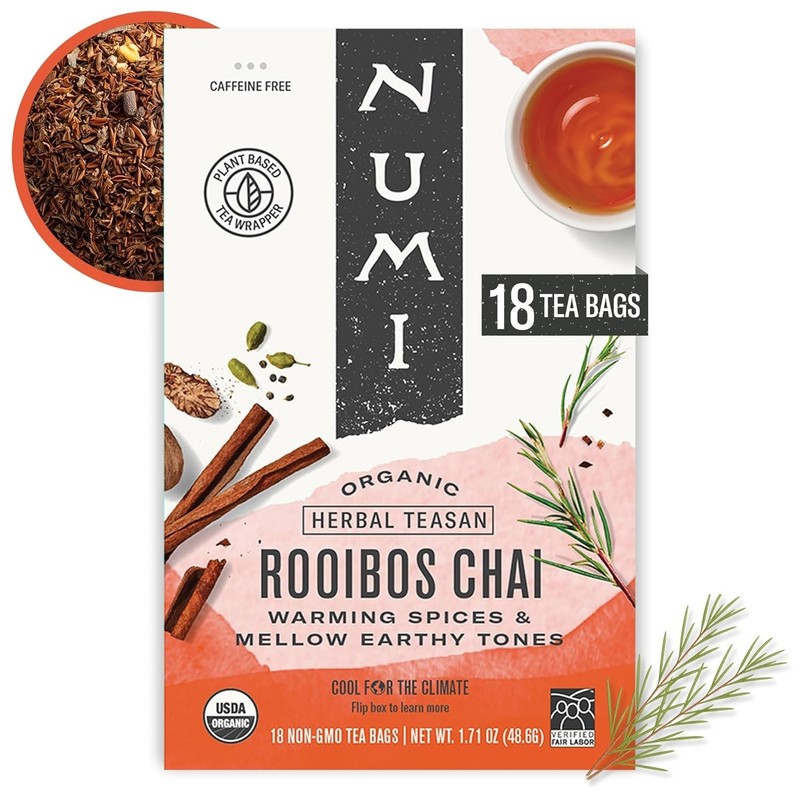 Organic Rooibos Chai Tea 18 Bags Caffeine Free Stocking Stuffer