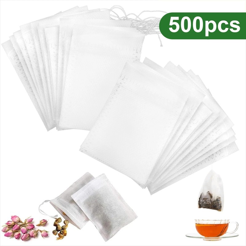 500Pcs Tea Bags Disposable Drawstring Flip Empty Teabags Herb Loose Teas Filters gallery