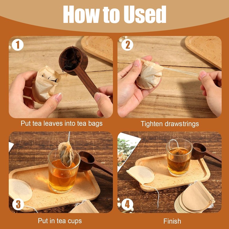300PCS Tea Filter Bags Disposable Empty Teabag Drawstring Infuser for Loose Leaf gallery