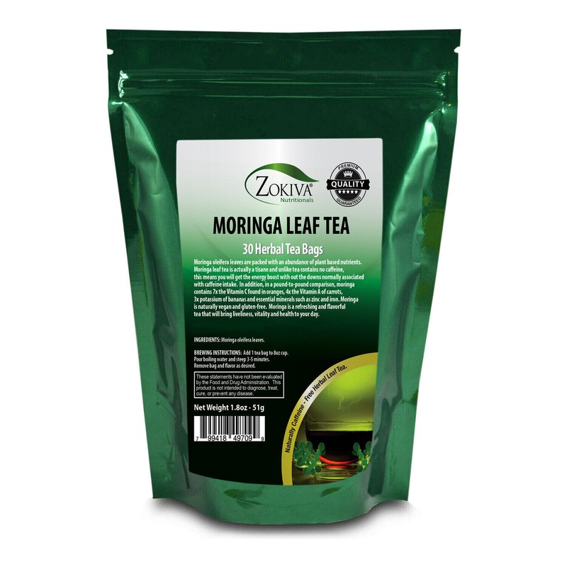 Moringa Tea Bags (30) 100% Pure Organic All-Natural – Caffeine-Free Herbal Tea