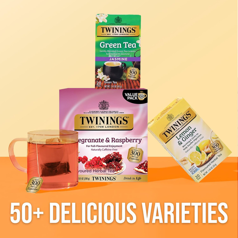 Pomegranate & Raspberry Herbal Tea Individually Wrapped Bags, 100 Count (Pack of gallery