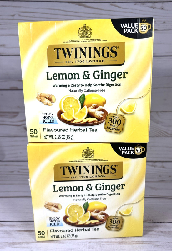 Twinings Lemon & Ginger Flavoured Herbal Tea 50 Bags Soothe Digestion 2x 10/27