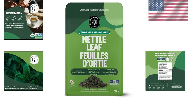 Caffeine-Free Organic Nettle Leaf Tea, 4oz Resealable Bag - Immune Support gallery