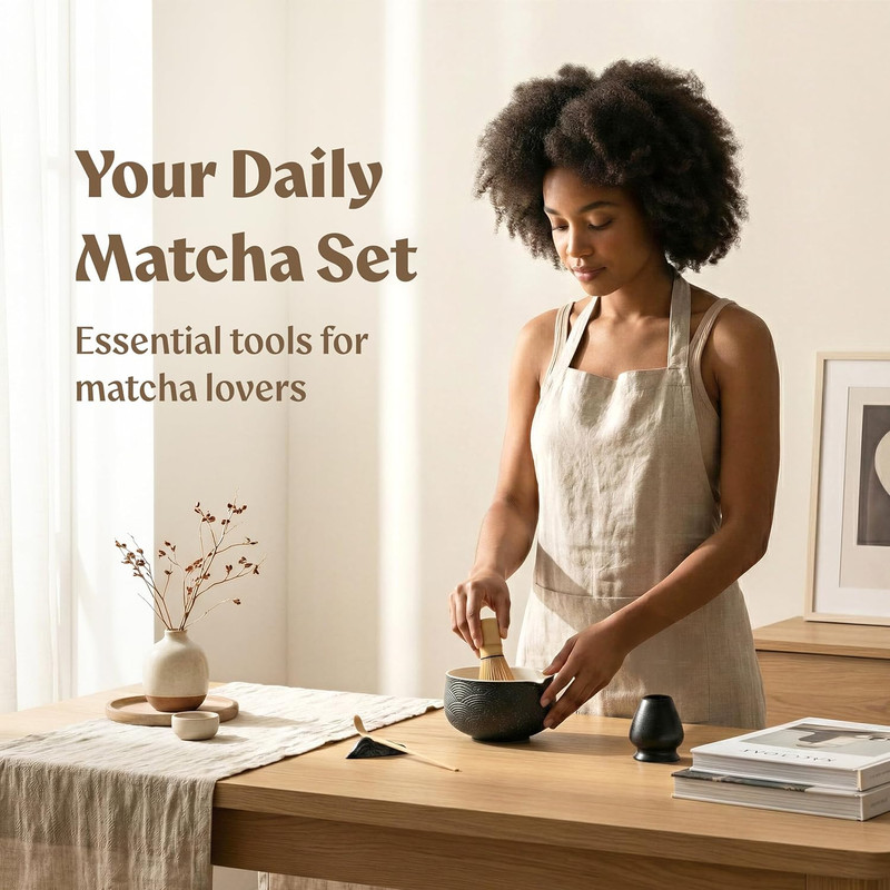 Matcha Kit Whisk Set (7 Pcs) - Complete Matcha Set, Matcha Bowl with with Bowl, gallery