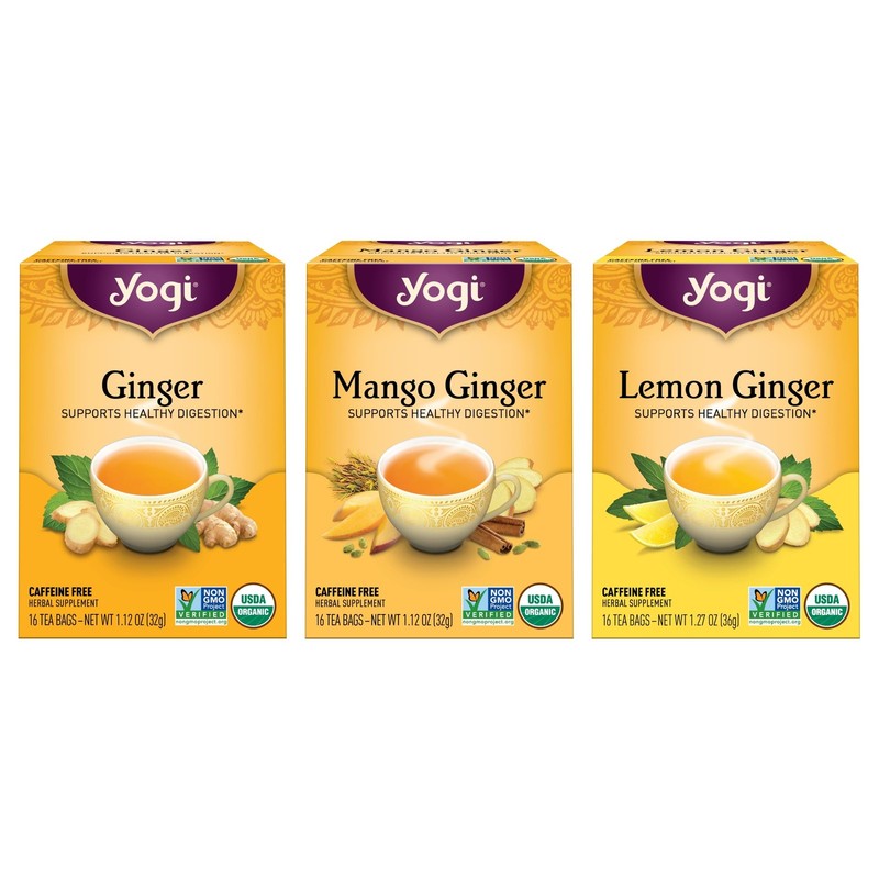 Yogi Tea Ginger Variety Sampler – 16 Bags per Pack 3 Packs – Caffeine-Free Or…