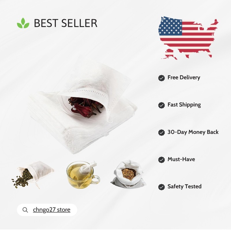 Multi-Functional 3×4 Inch Muslin Drawstring Tea Bags – Ideal for All Beverages