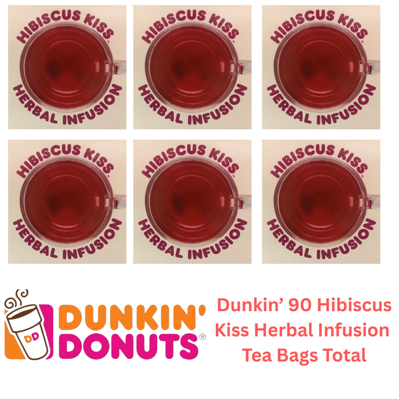 Dunkin Donuts Hibiscus Kiss Tea 90 Tea Bags -6 Packs of 15 Bags