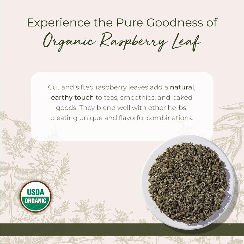 Organic Raspberry Leaf - Herbal Loose Leaf Tea, Caffeine Free Natural Herbs, Pur gallery