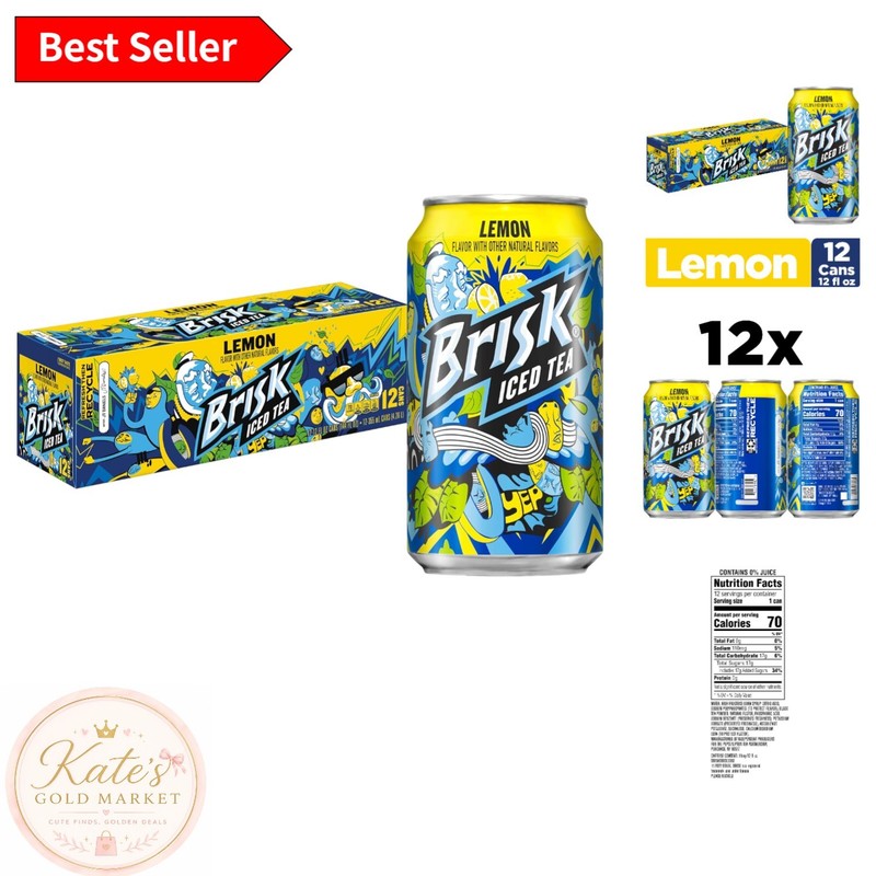 12-Pack Brisk Lemon Iced Tea Cans – Less Sweet, Light & Flavorful Refreshment
