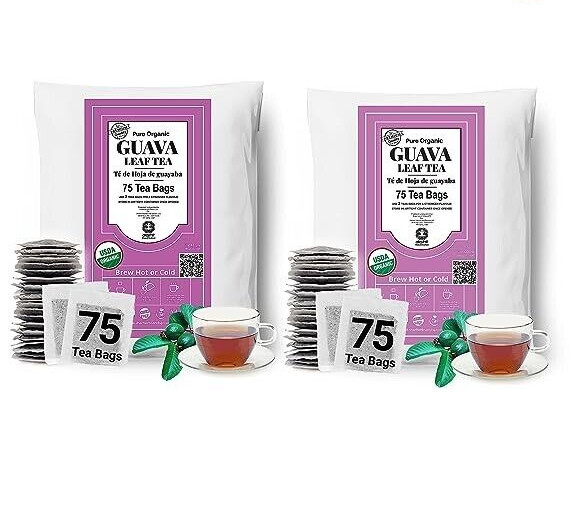 150 Organic Guava Leaf Tea Bags, Pure Guava Leaves Tea, Te de Hojas De Guayaba