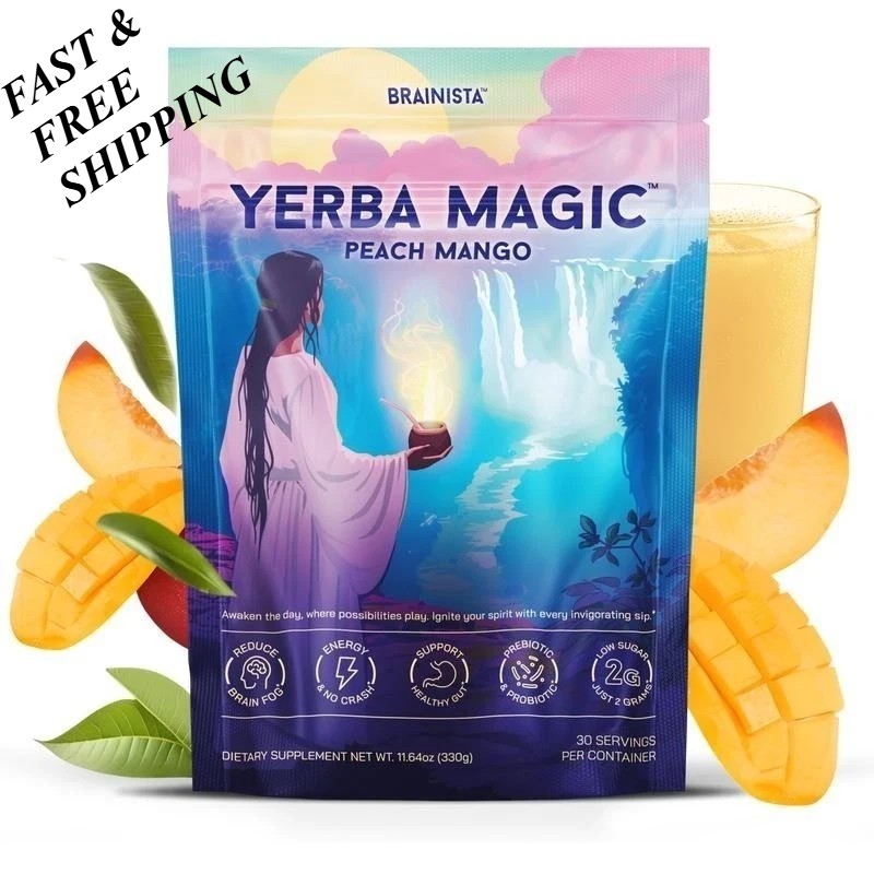 NEW Yerba Magic Yerba Mate Instant Tea Powder Peach Mango Flavor 30 Servings NEW