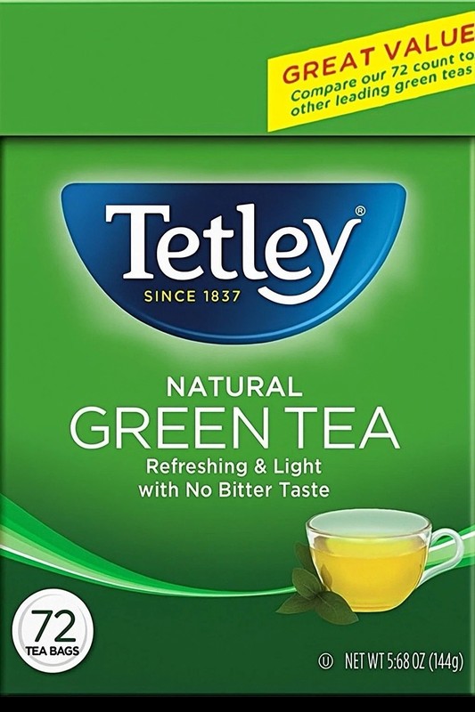 Tetley All Natural Green Tea 72 Tea Bags Refreshing & Light Natural NW 144g EA