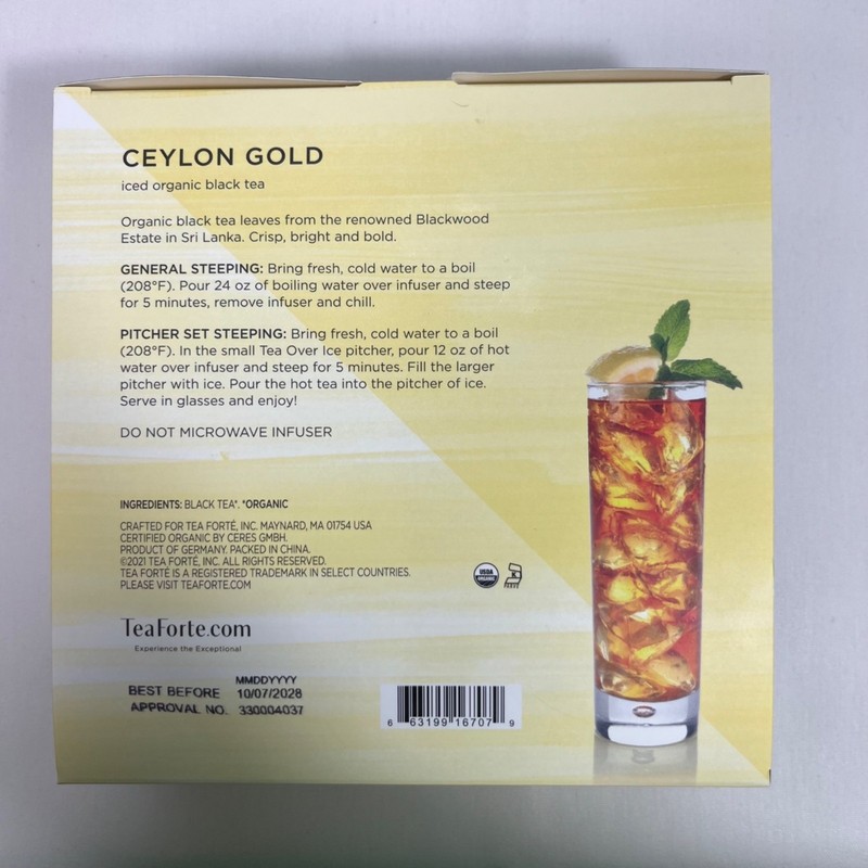New Tea Forte Over Ice Raspberry Nectar & Ceylon Gold 5 each = 10 Large Size gallery