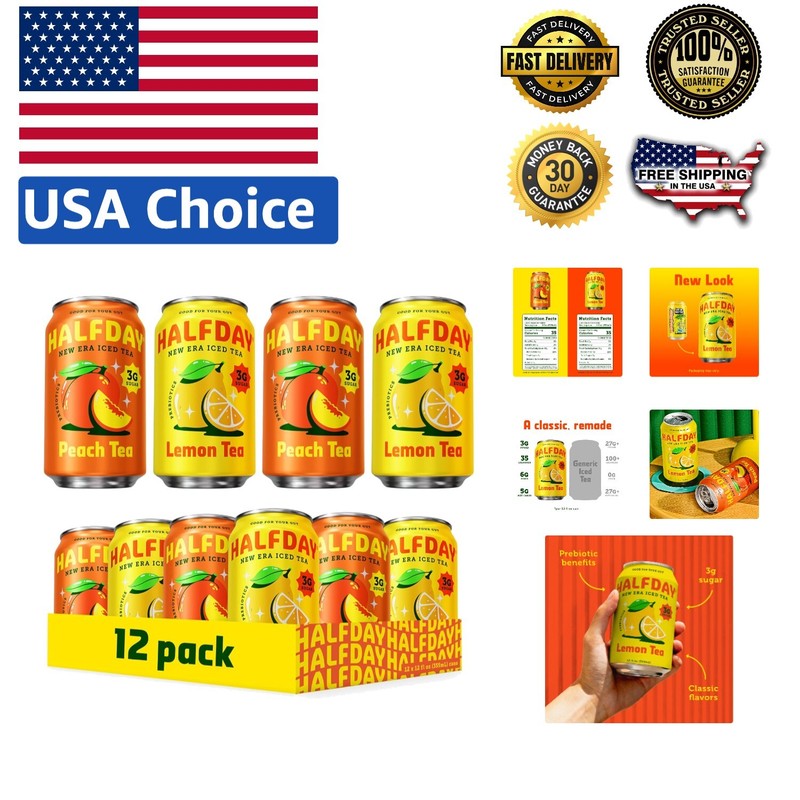 Peach & Lemon Prebiotic Iced Tea Variety Pack – Supports Digestive Health
