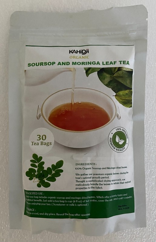 Premium Organic Soursop Guanabana & Moringa 100% Pure Choped Leaves 30 tea bags