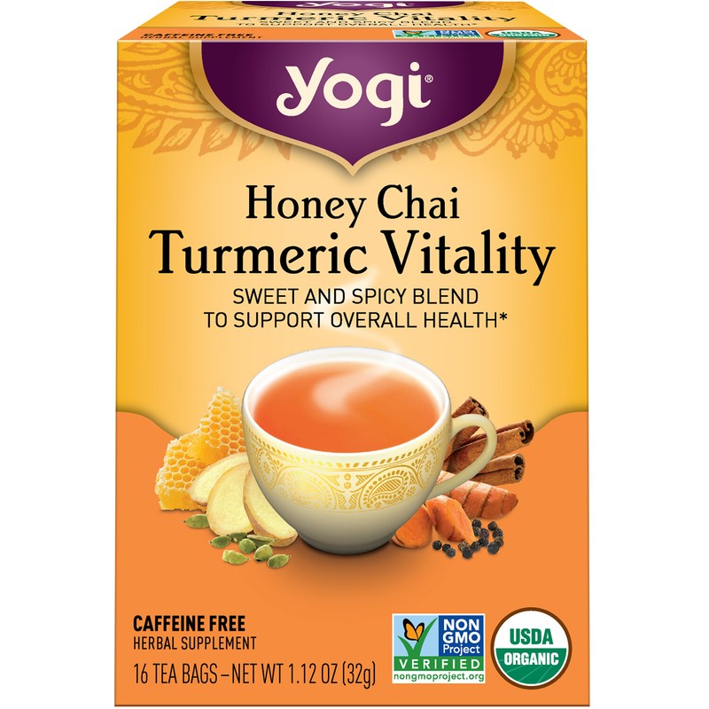 Yogi Tea Honey Chai Turmeric Vitality (4 Pack) Caffeine Free 64 Organic Tea Bags