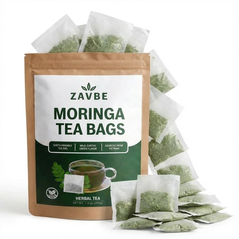 100 Moringa Tea Bags – Pure Moringa Herbal Tea | Caffeine-Free Non-GMO - ZAVBE