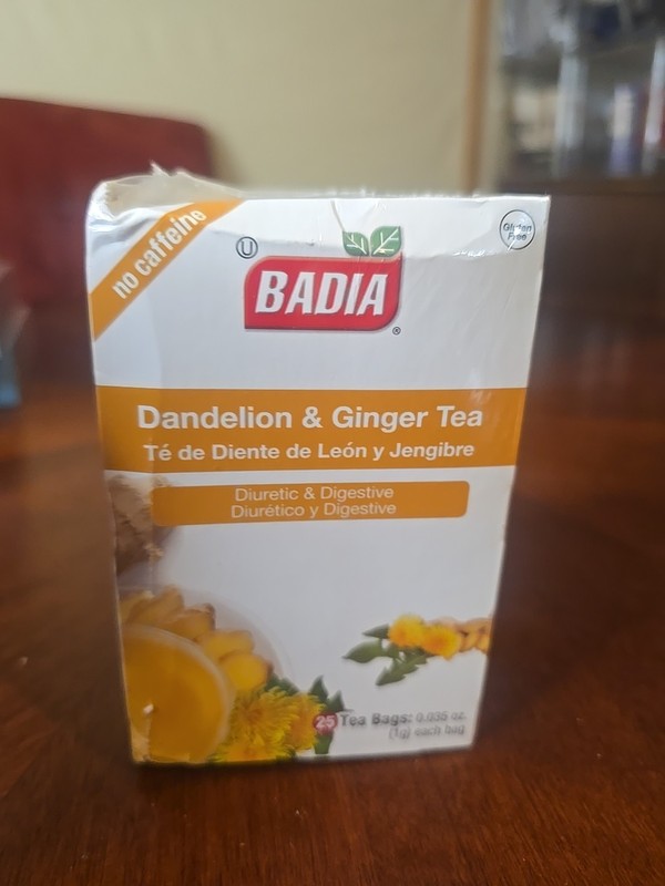 Badia Dandelion & Ginger Tea – Caffeine Free, Diuretic & Digestive, 25 Tea Bags