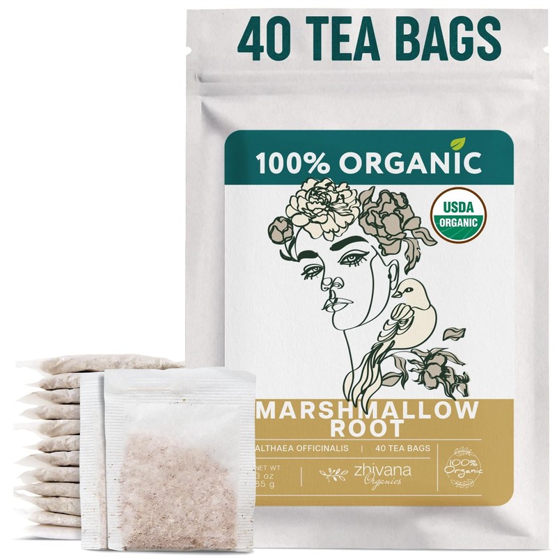 Marshmallow Root Tea Organic 40 Tea Bags – Medicinal Teabags to Support Throa…