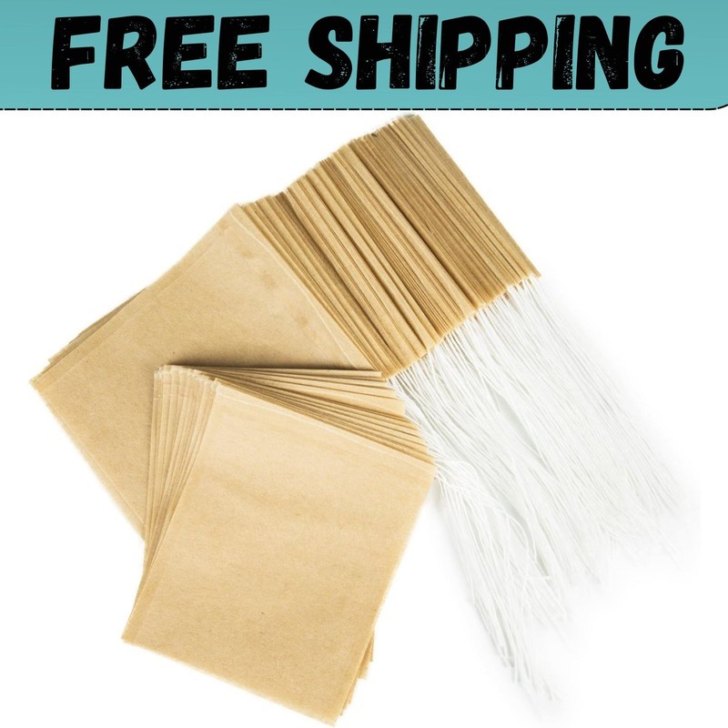 100PCS Tea Filter Bags, Disposable Tea Bags for Loose Leaf Tea, Drawstring Empty