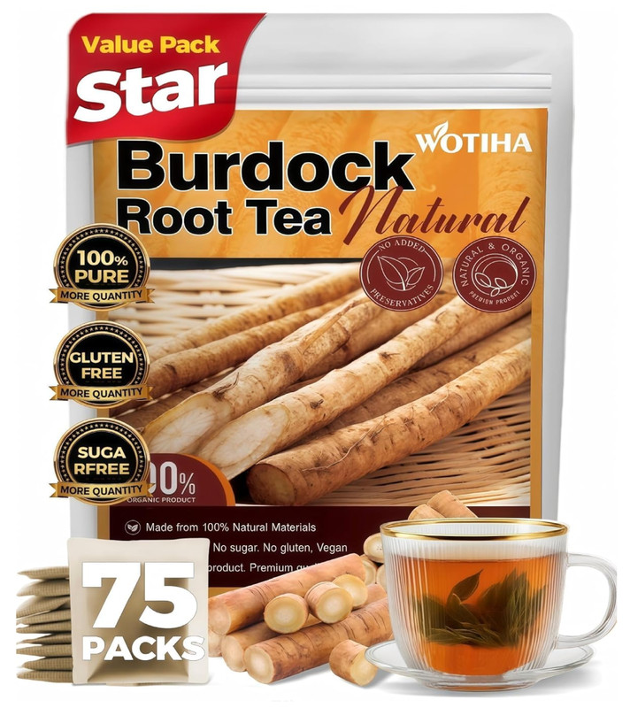 75 Count Burdock Root Tea Bags Natural Detox, Liver Support, Digestion Aid