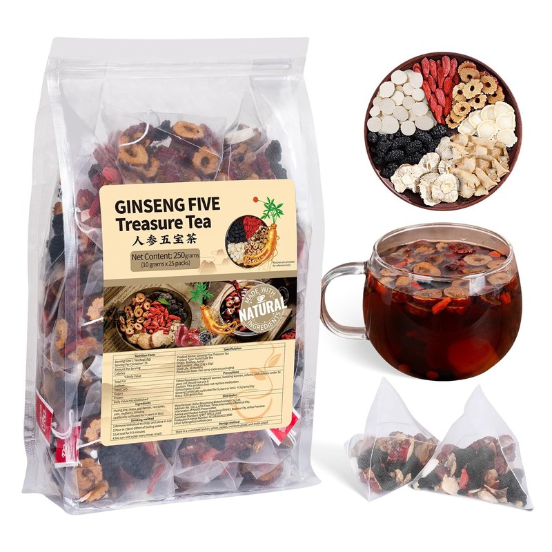 Ginseng Five Treasures Tea Kidney Tea Traditional Chinese Herbal Tea Natural