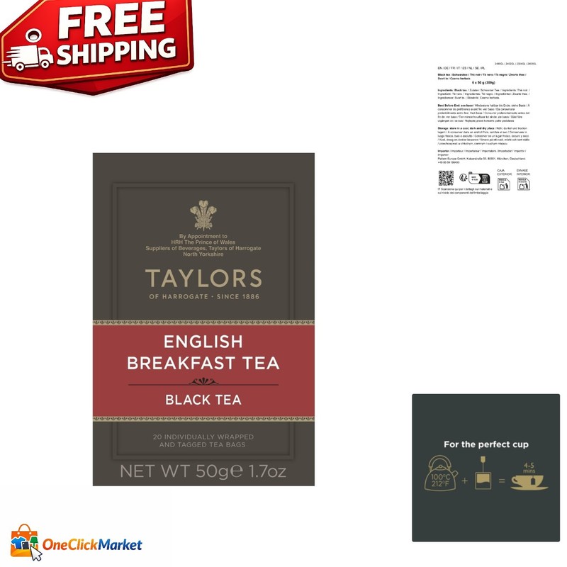 Classic English Breakfast Tea Bags – 20 Count, Enjoy Hot or Iced, Carbon Neutral