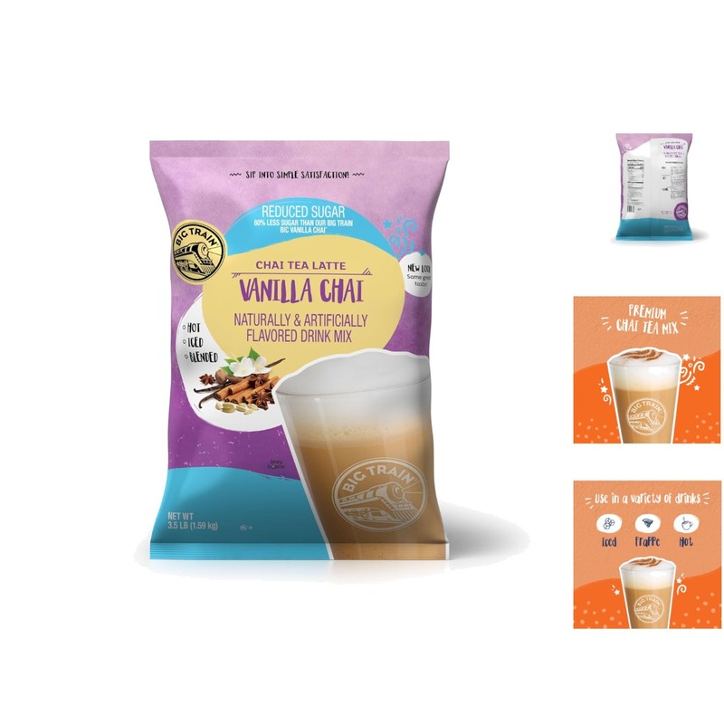 Delightful Sugar-Free Vanilla Chai Latte Mix - 56 Ounce Perfect for Iced or Hot
