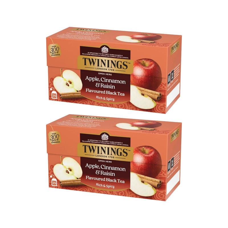 🍎 TWININGS Apple Cinnamon Raisin Tea 2-PACK (50 BAGS) | Nordic Hygge Blend 🍂