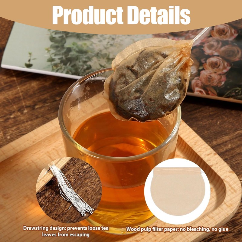 300PCS Tea Filter Bags Disposable Empty Teabag Drawstring Infuser for Loose Leaf gallery