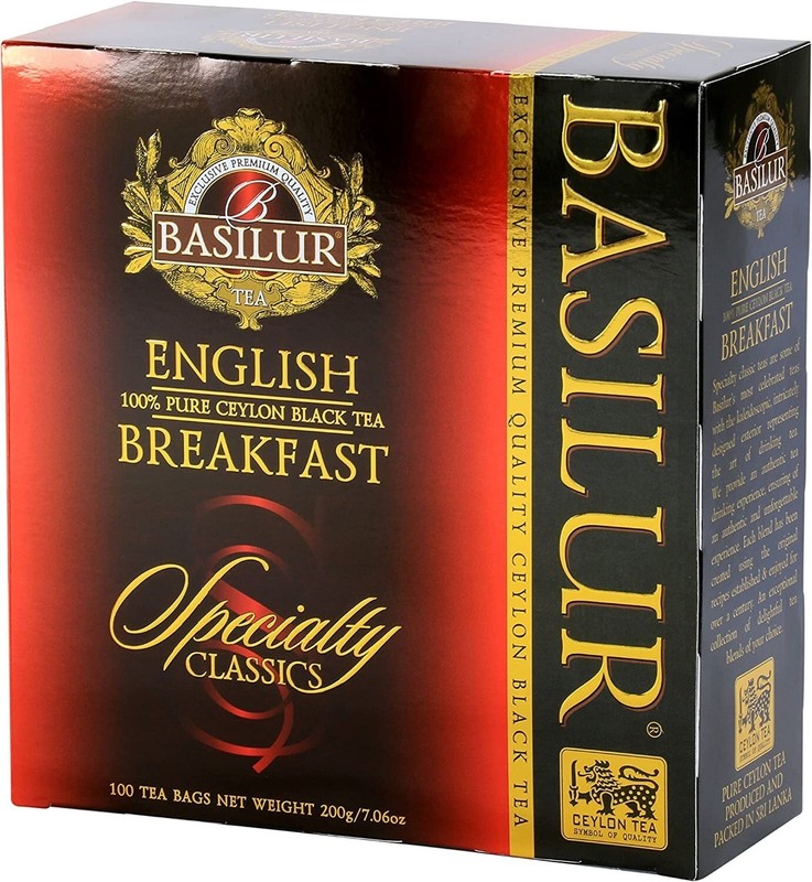 Basilur Ceylon Tea – English Breakfast 100 Luxury Tea Bags 200g Pure