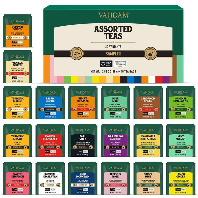 Exquisite Tea Experience: 40 Pyramid Teabags Assorted with 20 Flavors gallery