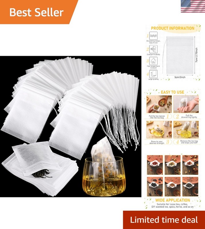 Disposable Tea Bags Bulk 1000 pcs Drawstring Filter Sachets for Loose Tea