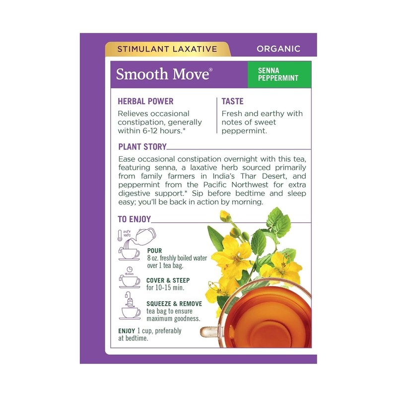 Caffeine-Free Smooth Move Peppermint Tea - 16 Bags for Gentle Overnight Relief gallery