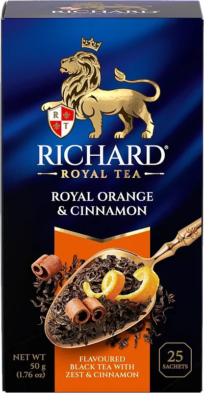 Royal Orange & Cinnamon RICHARD Flavoured Black Tea 25 sachets Russia RF