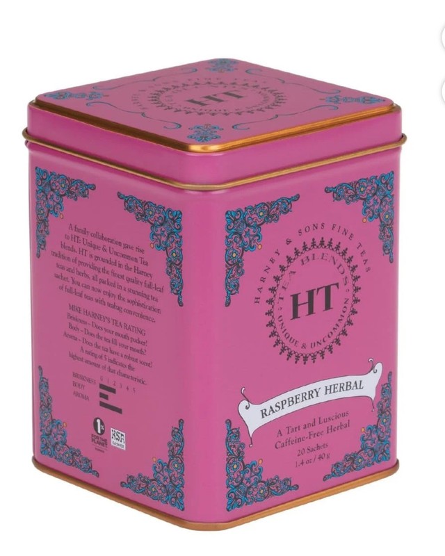 Harney and Sons Fine Teas Raspberry Herbal Tea 20 Sachets tin gallery