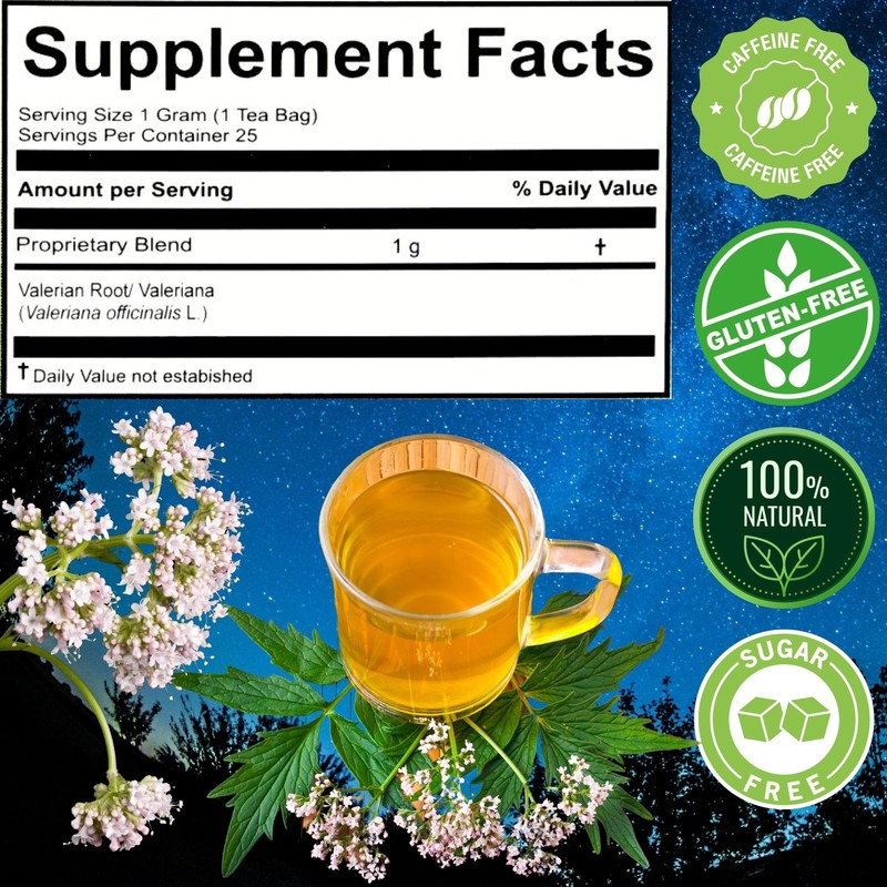 Organic Valerian Root Tea 25 Count Caffeine Free Herbal Sleep Aid Tea Bags gallery