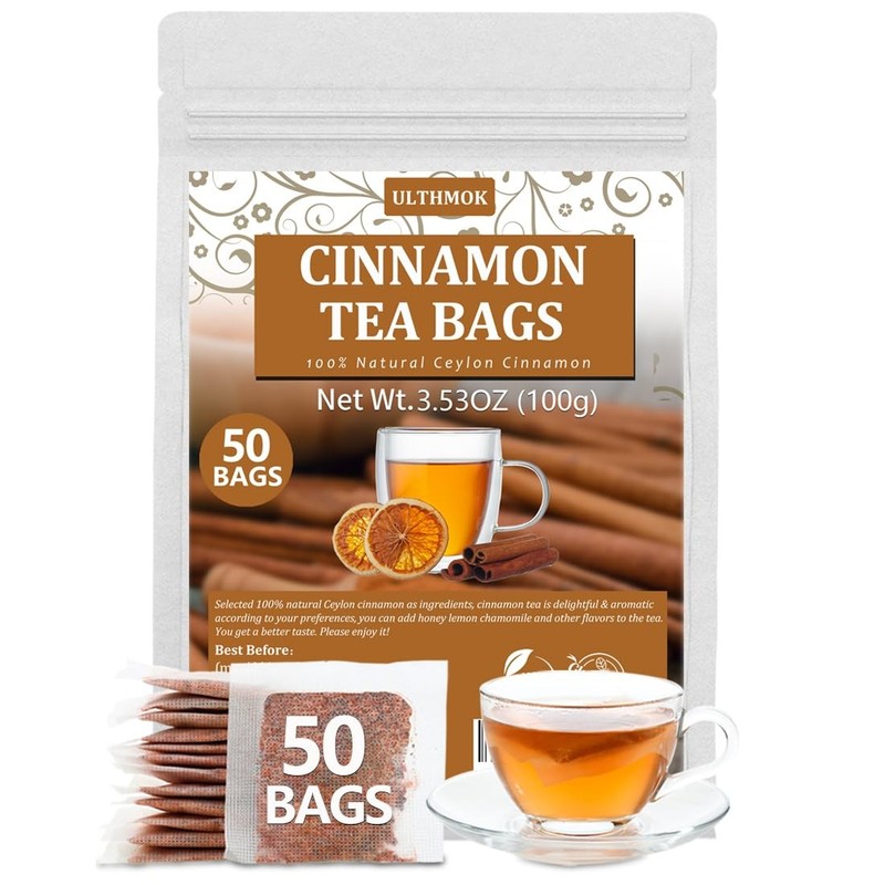 Premium 50 Pure Ceylon Cinnamon Tea Bags, Made with 100% Ceylon Cinnamon Stic…