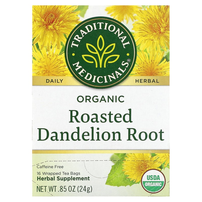 Organic Roasted Dandelion Root, Caffeine Free, 16 Wrapped Tea Bags, 0.85 oz (24