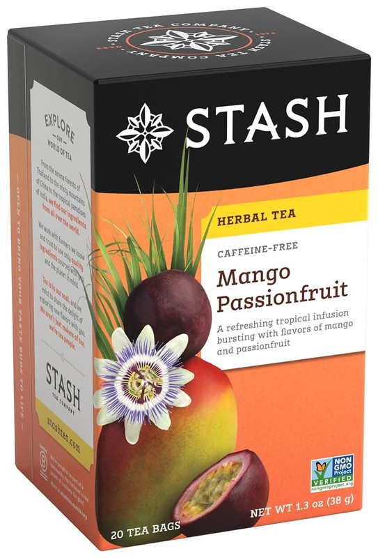3 Pack – Stash Tea Mango Passionfruit Caffeine-Free Herbal Tea Bags – 20 Count